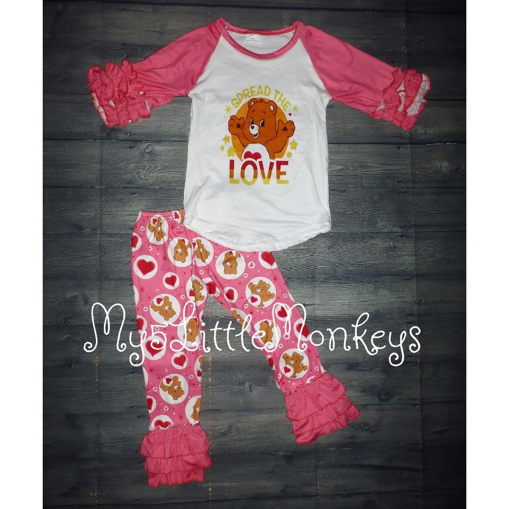Boutique Care Bears Valentine's Day Girls Outfit Set